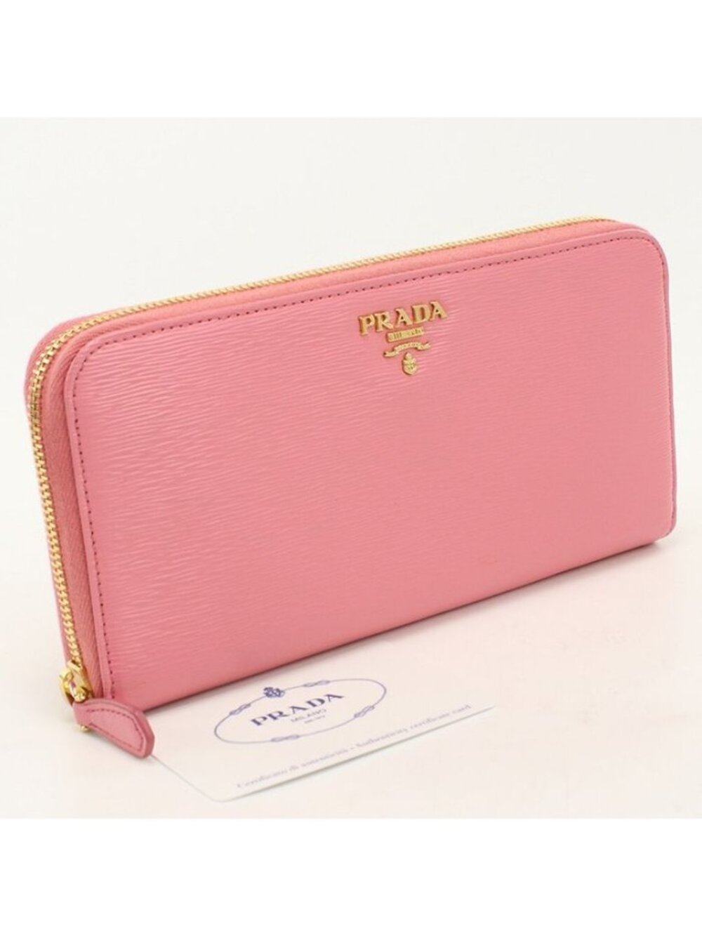 Prada Vitello Move Wallet Zip Around Leather